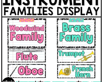 Bright Composition Notebook Instrument Families of the Orchestra Posters Elementary Music Classroom Decor Music Poster