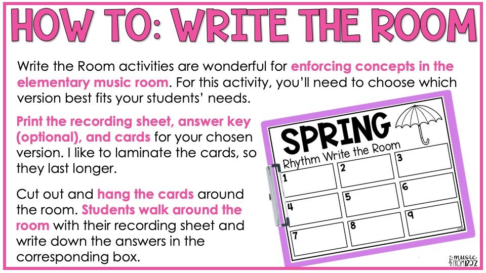 Spring Music Activities Rhythm Write the Room Elementary Music Lessons ...