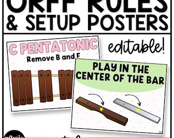 Pastel Orff Rules & Setup Posters Elementary Music Classroom Decor Music Posters