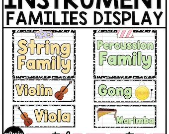 Pastel Composition Notebook Instrument Families of the Orchestra Posters Elementary Music Classroom Decor Music Poster