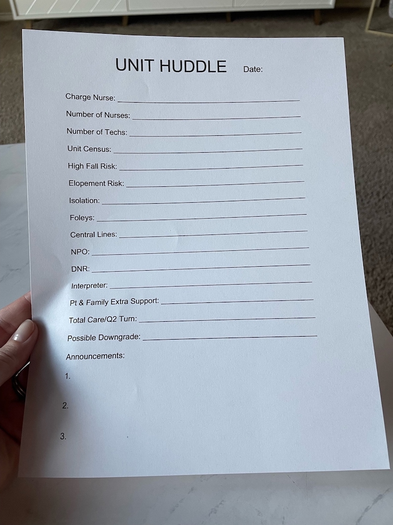 Unit Huddle Sheet [customizable] - Etsy
