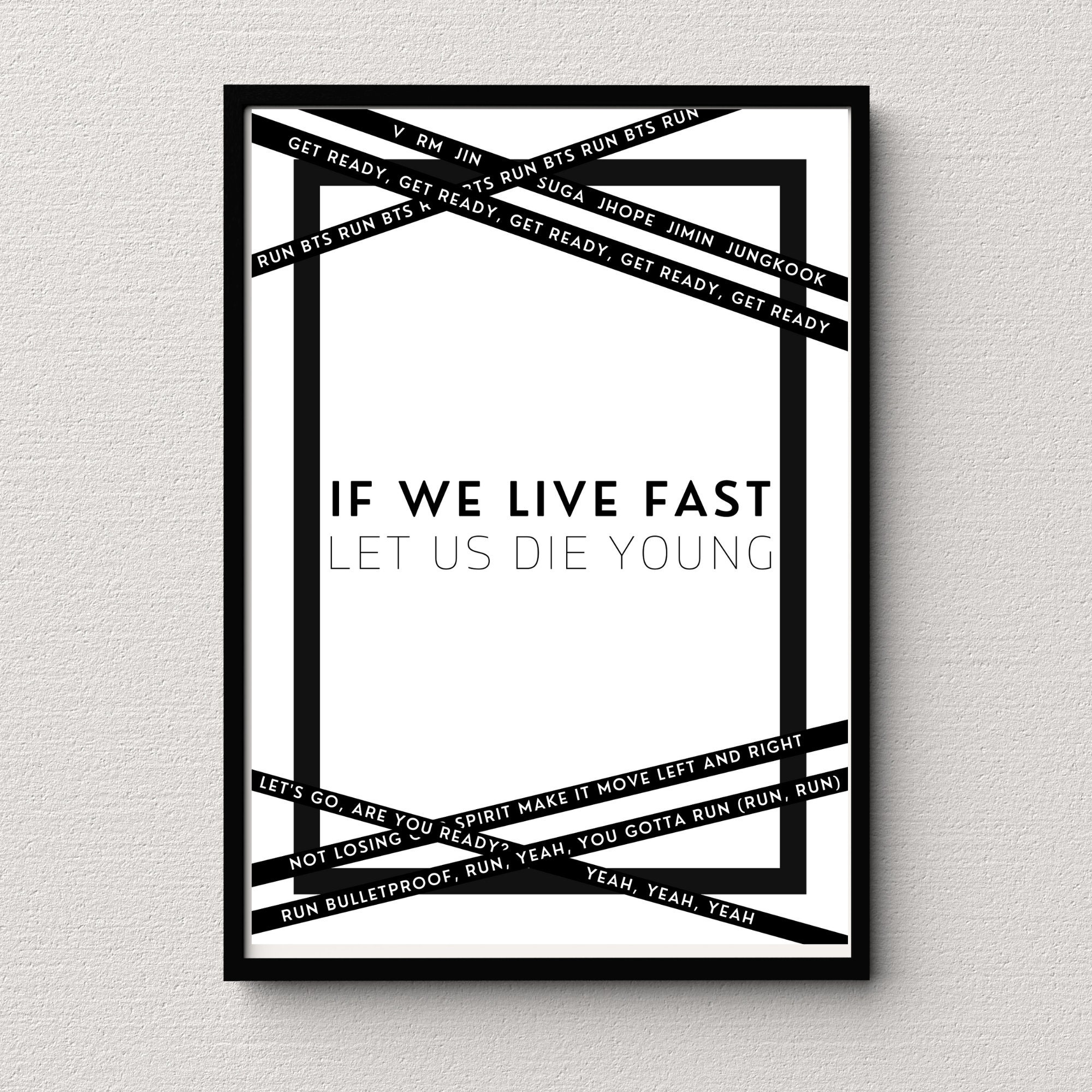 RUN BTS Lyric Print Bts Print Bts Wall Art Bts Poster Bts Merch Subtle