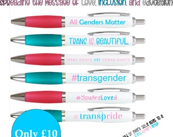 Lot de 6 stylos Trans Visibility Pens - Faites passer le message d'amour et d'inclusion