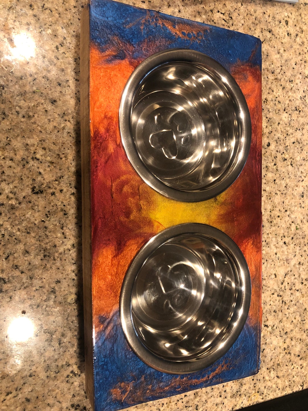 Small Double Dog/cat Dish With Stand Etsy