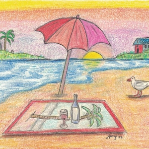 Color Pencil Beach Drawing