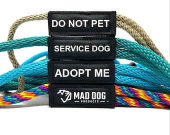 English Slip Lead Dog Leash Signature Rope- 4 Label choices: Do Not Pet, Service Dog, Adopt Me.  Made in the USA! Multiple sizes available.