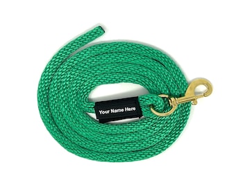 Personalized Horse Lead with Heavy-Duty Brass Snap Solid Braid Rope - Made in the USA! Multiple sizes available