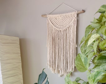 Neutral Colored Half Circle Macrame Wall Hanging | medium sized | boho minimal decor