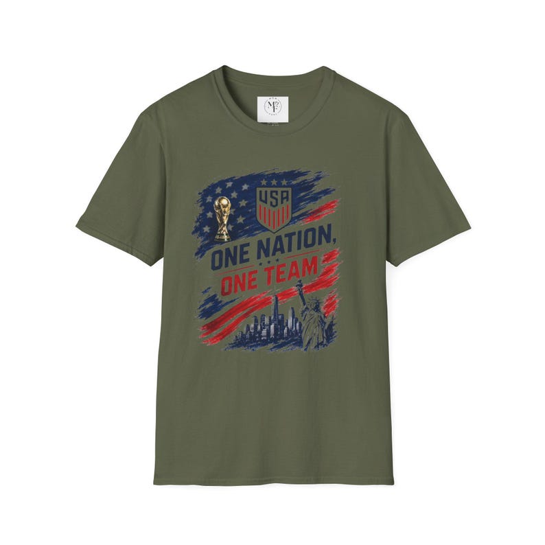 One Nation One Team T-Shirt | USA Flag, Statue of Liberty, Soccer Emblem image 7