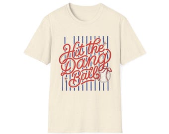 Raak de Dang Ball T-shirt | Ontwerp honkbal, gestreepte achtergrond
