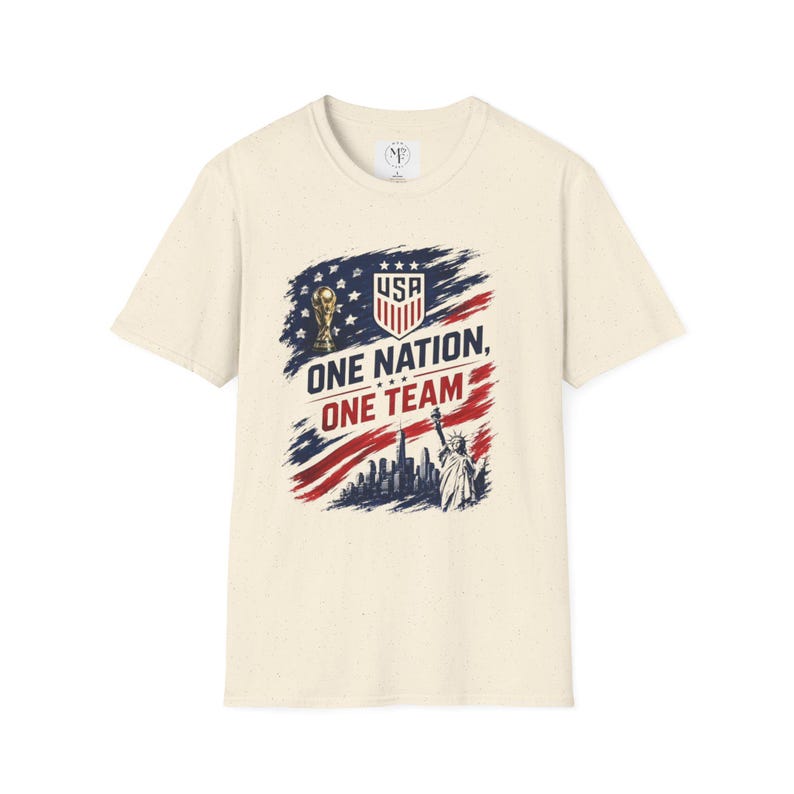 One Nation One Team T-Shirt | USA Flag, Statue of Liberty, Soccer Emblem image 6