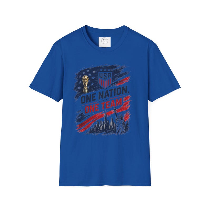 One Nation One Team T-Shirt | USA Flag, Statue of Liberty, Soccer Emblem image 10