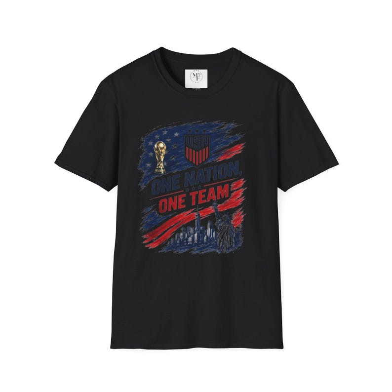 One Nation One Team T-Shirt | USA Flag, Statue of Liberty, Soccer Emblem image 4