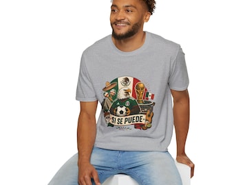 T-shirt met Mexicaans voetbalembleem Si Se Puede | Adelaar, Sombrero, Voetbal, Vlag