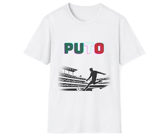 PUTO soccer goal kick T-Shirt | stadium silhouette, bold typography WORLD CUP2026