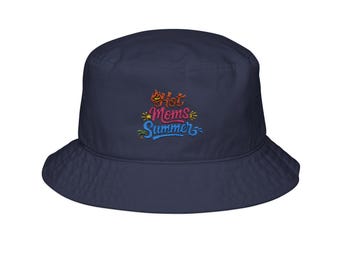 Hot Moms Summer Bucket Hat | Embroidered Floral Text
