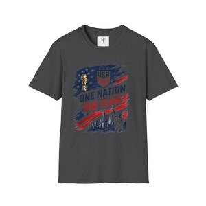 One Nation One Team T-Shirt | USA Flag, Statue of Liberty, Soccer Emblem image 8