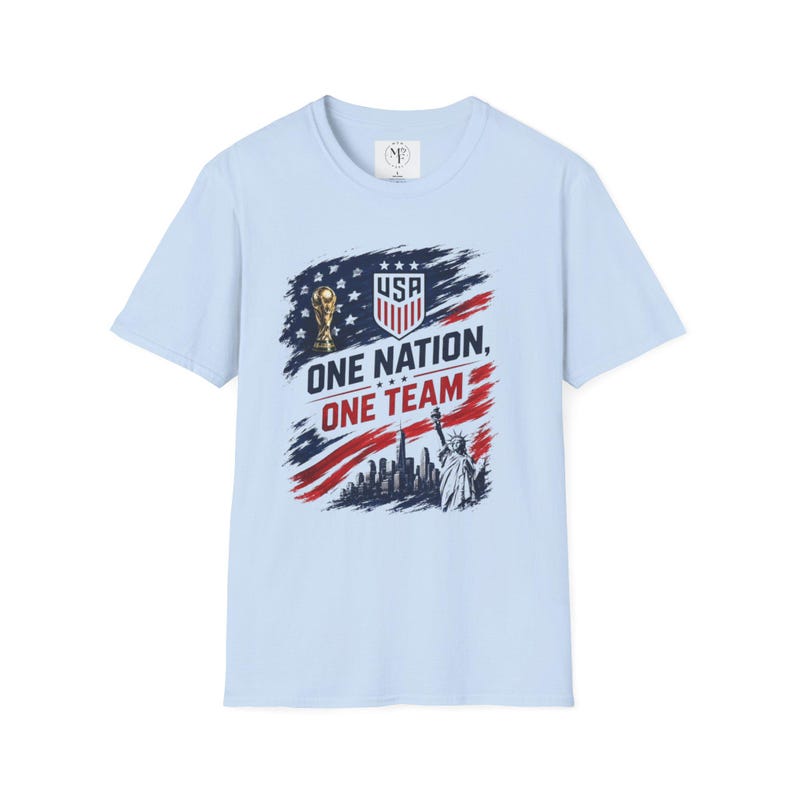One Nation One Team T-Shirt | USA Flag, Statue of Liberty, Soccer Emblem image 9