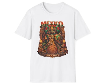 Mexico Aztec Warrior T-Shirt | Mesoamerican Pyramid Illustration