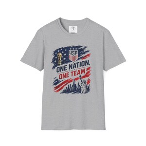 One Nation One Team T-Shirt | USA Flag, Statue of Liberty, Soccer Emblem image 5