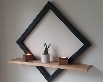 Decorative diamond frame with enclosed shelf, Shelf with frame, hand made furniture and decor