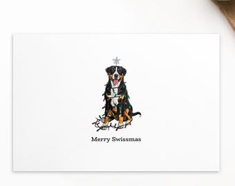 Swissy Christmas Lights Note or Postcard