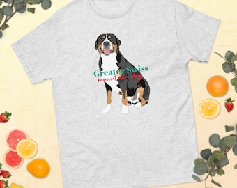 Klasyczny T-shirt z motywem szwajcarskiego psa pasterskiego