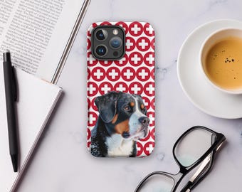 Etui na iPhone'a z krzyżem szwajcarskim i dużym szwajcarskim psem pasterskim