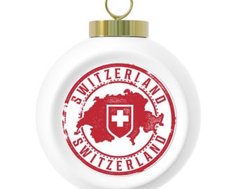 Switzerland Christmas Ornament | Swiss Flag Holiday Bauble