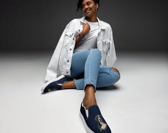 Greater Swiss Mountain Dog Floral Women’s slip-on canvas shoes