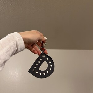 Custom Leather Initial Keychain Riveted Leather Keychain Custom ...