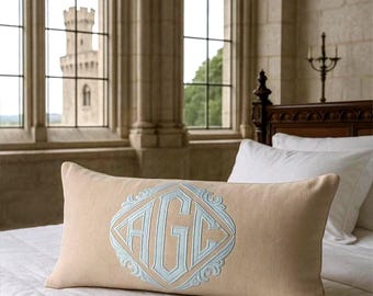 Applique Monogram Lumbar Pillow Sham Personalized (Various Sizes Available)