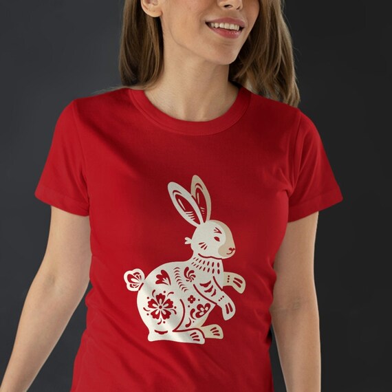 2023年旧正月 うさぎ 幸運の赤い半袖Tシャツ - Etsy 日本