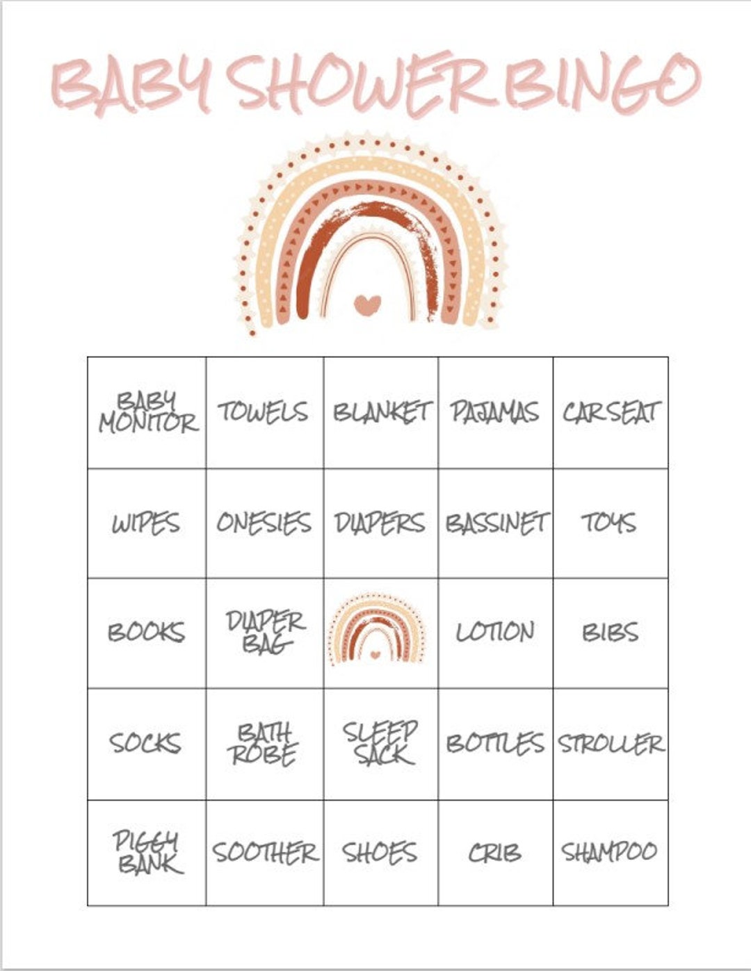 Baby Shower Bingo Girl , Printable, 40 Unique Cards Etsy