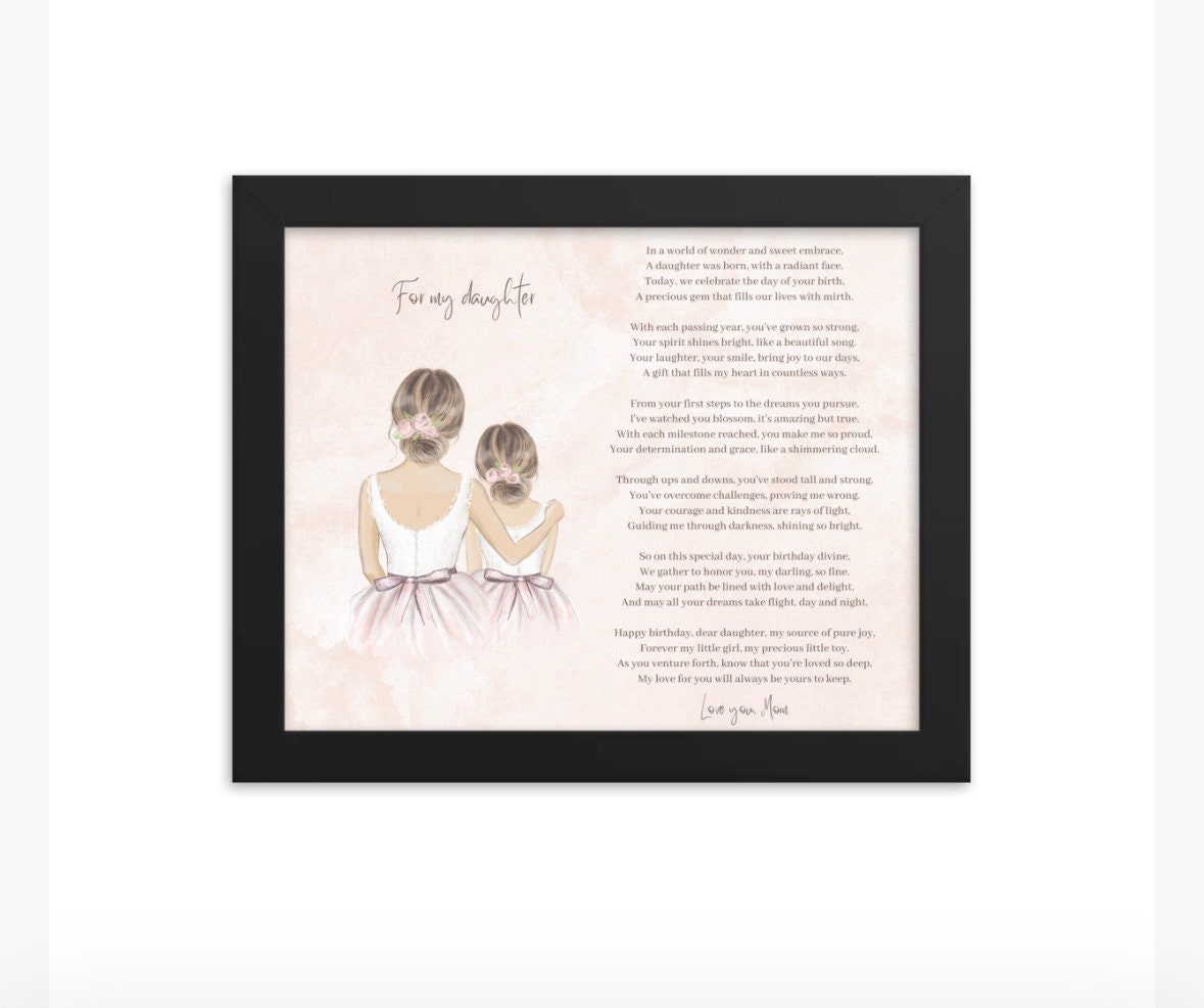 Daughter Birthday Poem Personalized Framed Daughters Birthday Etsy