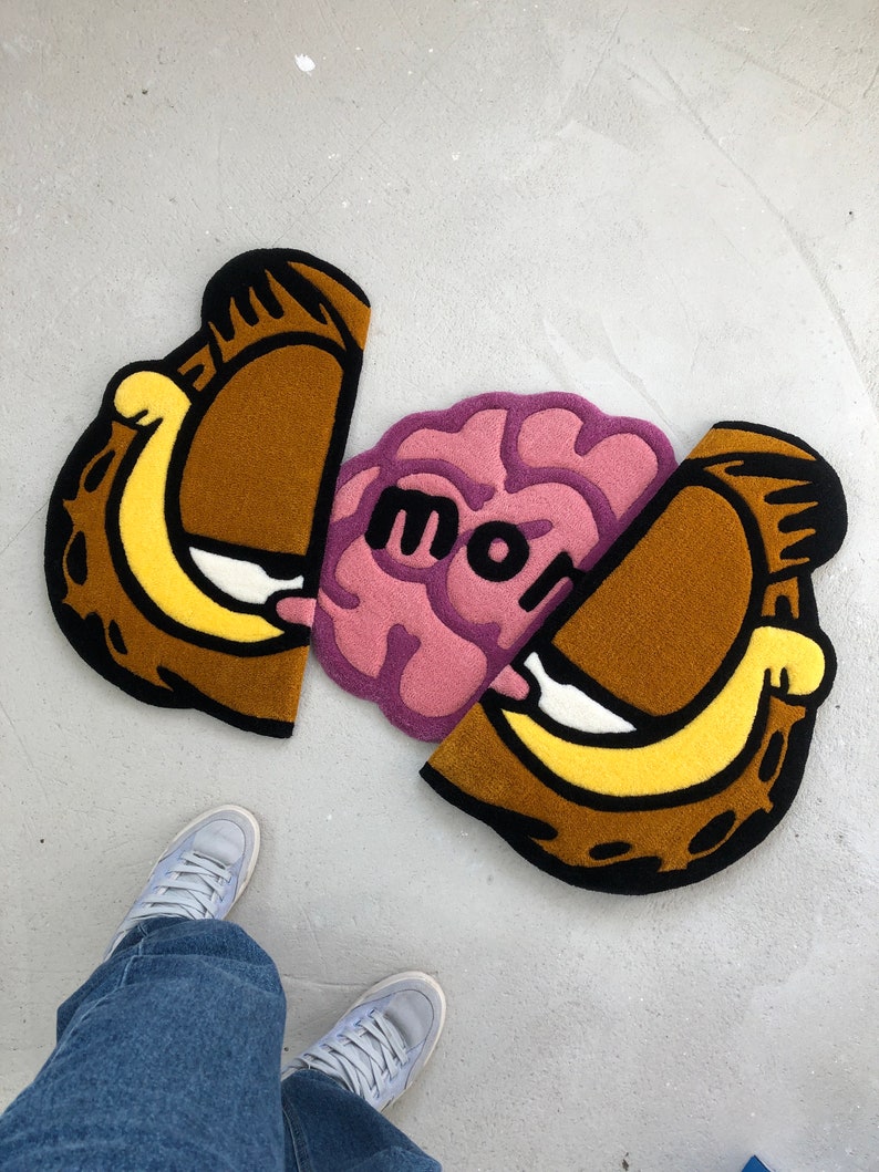 Cartoon Combo Carpet, Orange Cat and Brains, Handmade - Etsy
