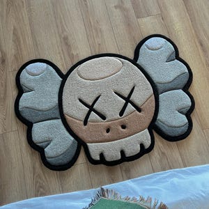 Handmade street art skull rug