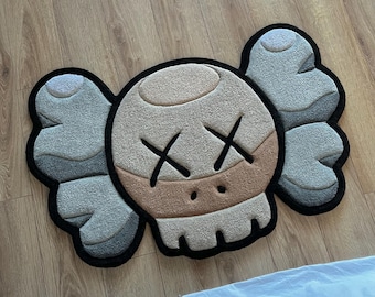 Handgemachter Street Art Schädel Teppich