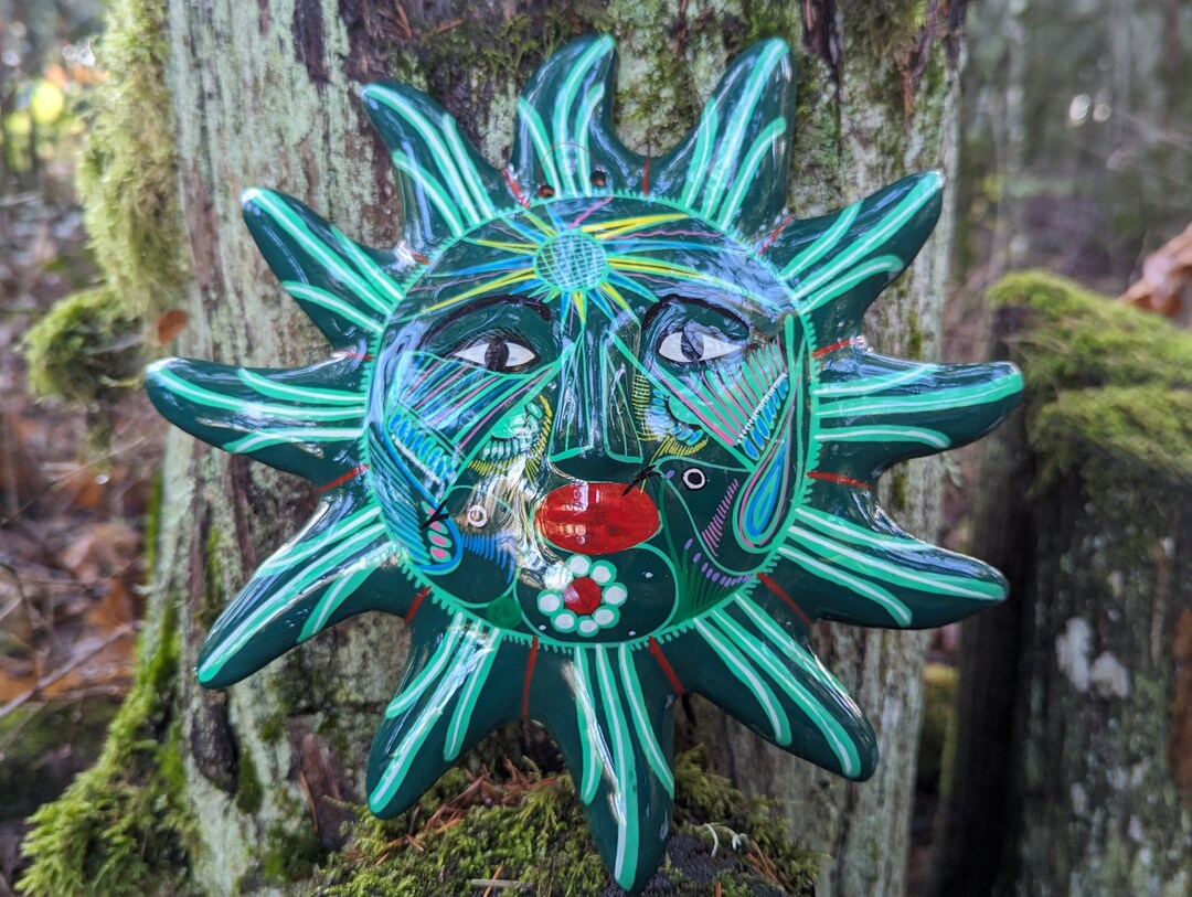 Colorful Talavera Mexican Pottery Sun Face Garden Art Etsy