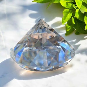 Diamond Cut Faceted Crystal Paperweight