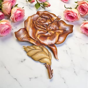 Handgemaakt Intarsia-houtwerk roos muur hangend decor