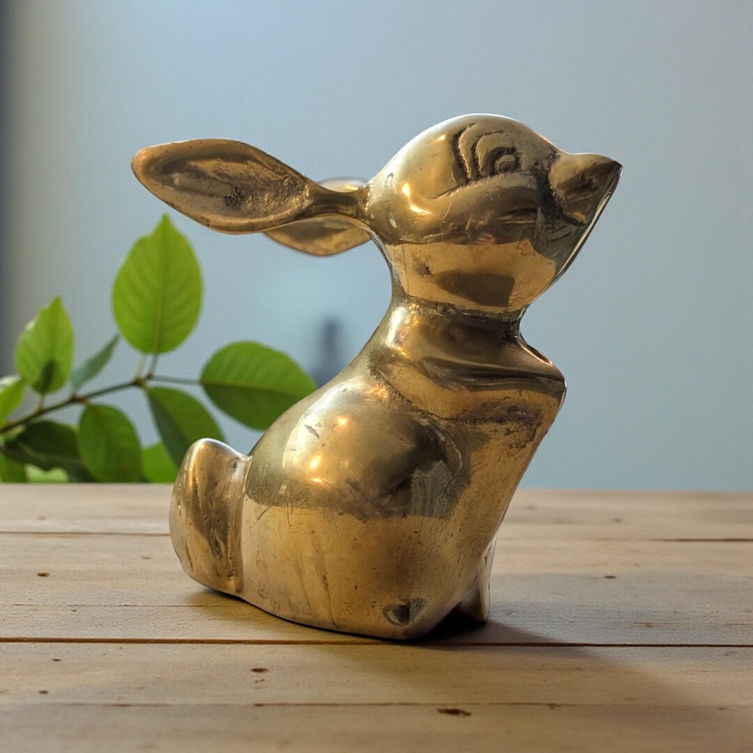 Vintage Brass Bunny Rabbit MCM Figurine - Etsy