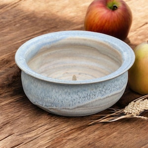 Black Mountain Pottery Blue & Brown Drip Glazed Stoneware Apple Baker