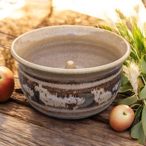 Vintage Handmade studio art pottery apple baker bowl - signed