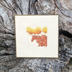 Framed Horses Block Print, Signed & Numbered Praphis Art
