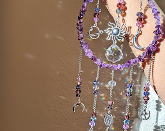 Amethyst Moon Goddess Suncatcher Amethyst Moon Phase Amethyst Crescent Moon Sun Catcher Amethyst Celestial Amethyst Home Decor Witchy Gift