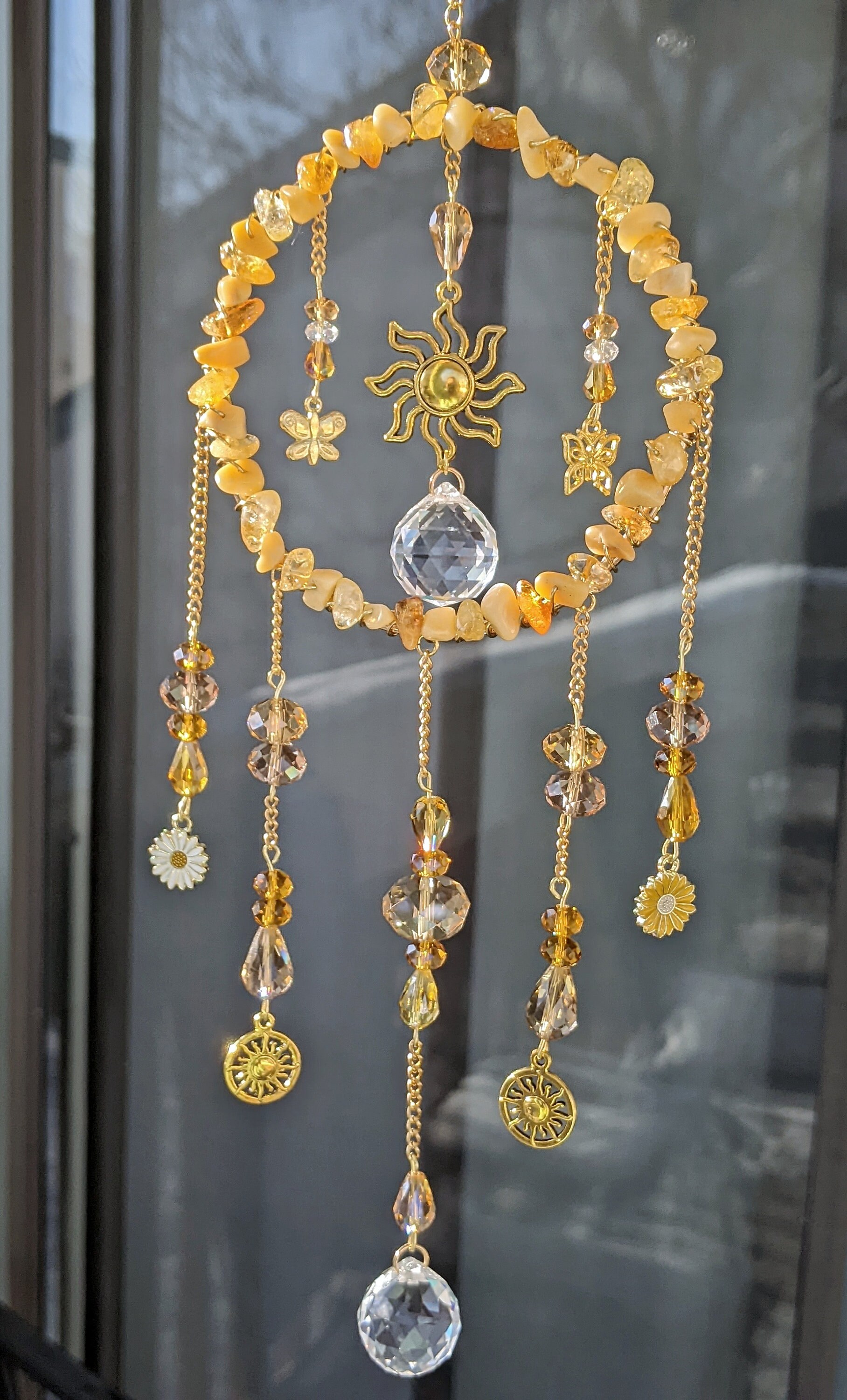 Citrine Suncatcher Butterfly Suncatcher Yellow Suncatcher Etsy