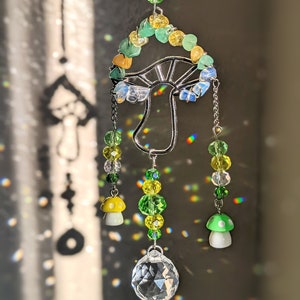 Mushroom Suncatcher Mushroom Car Accessories Hippie Sun Catcher 70s Mushroom Car Accessories for Car Rear View Mirror Hanging Mushroom Decor