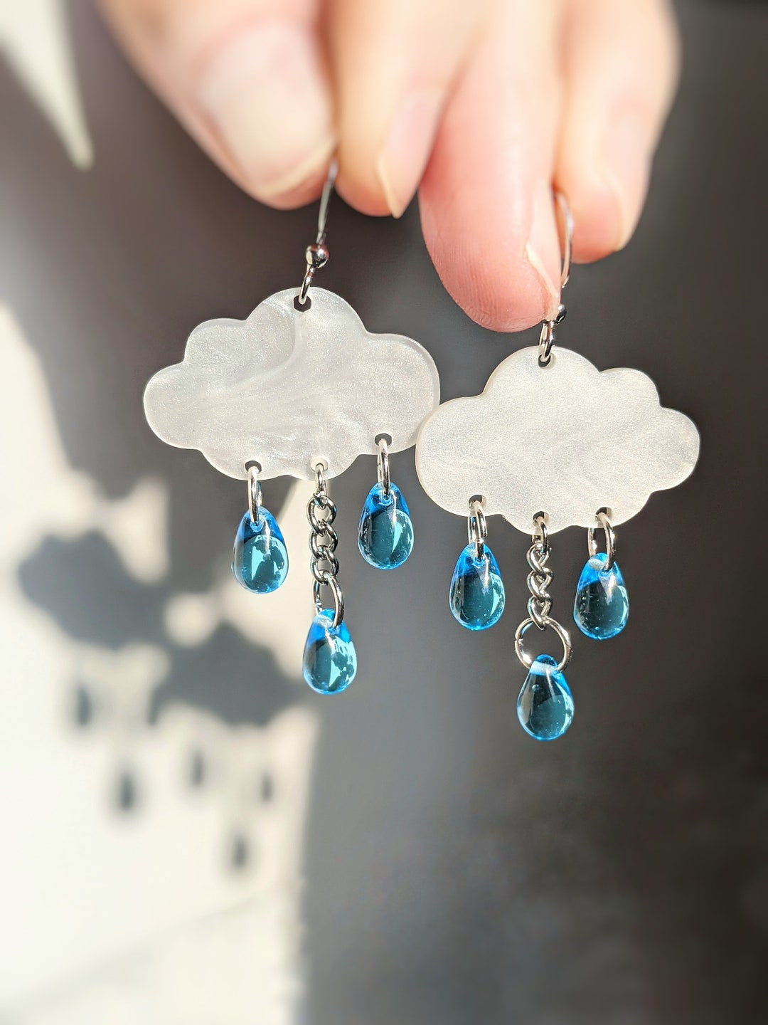 Rain Cloud Dangle Earrings Raindrop Jewelry Summer Earrings Boho ...