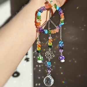 Peace Sign Suncatcher Car Charm Hippie Stuff for Car Decor Boho Accessories Hippie Decor Peace Sign Rainbow Gift Hippie Flower Power Love